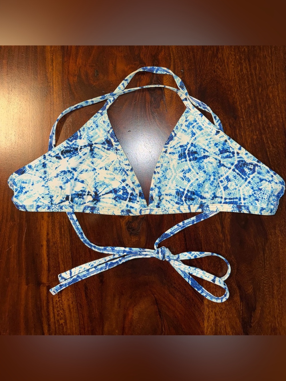 Jolyn Blue and White Triangle Bikini Top